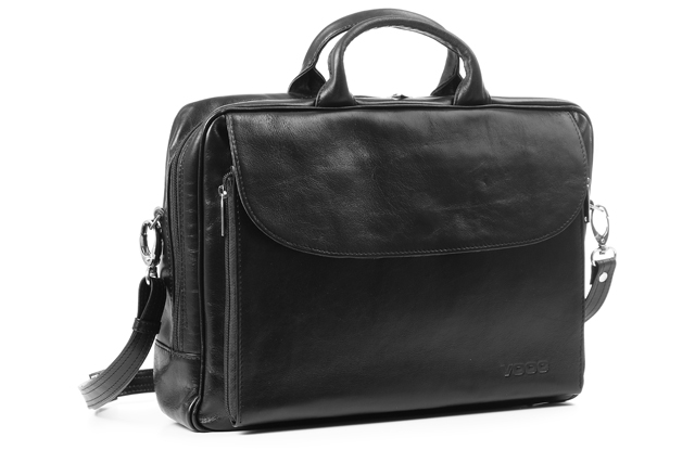 VOOC Kožená business taška na notebook Prestige; černá