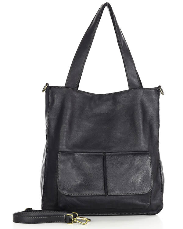 Marco Mazzini Dámská shopper taška A4 přírodní kůže s kapsami MAZZINI; černá