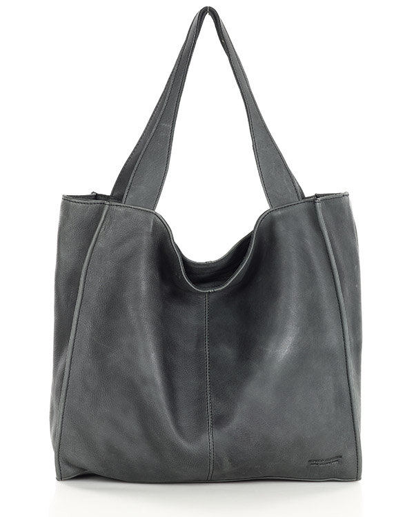 Kožená nákupní taška sagrada XL MAZZINI; černá