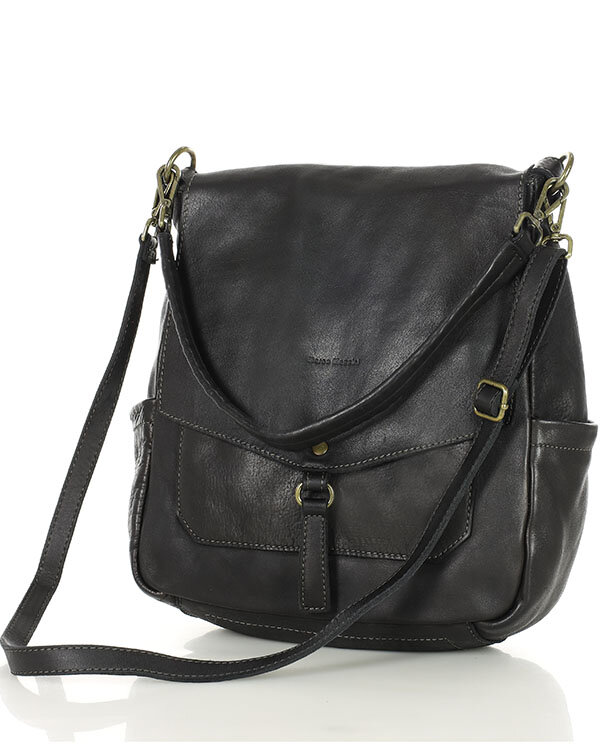 Marco Mazzini handmade Pohodlná dámská kabelka přes rameno z kůže MAZZINI; černá