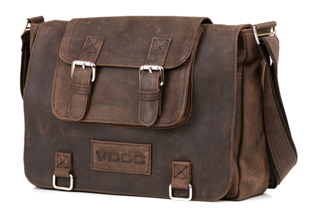 VOOC Unisex taška přes rameno z pravé kůže URBAN; hnědá