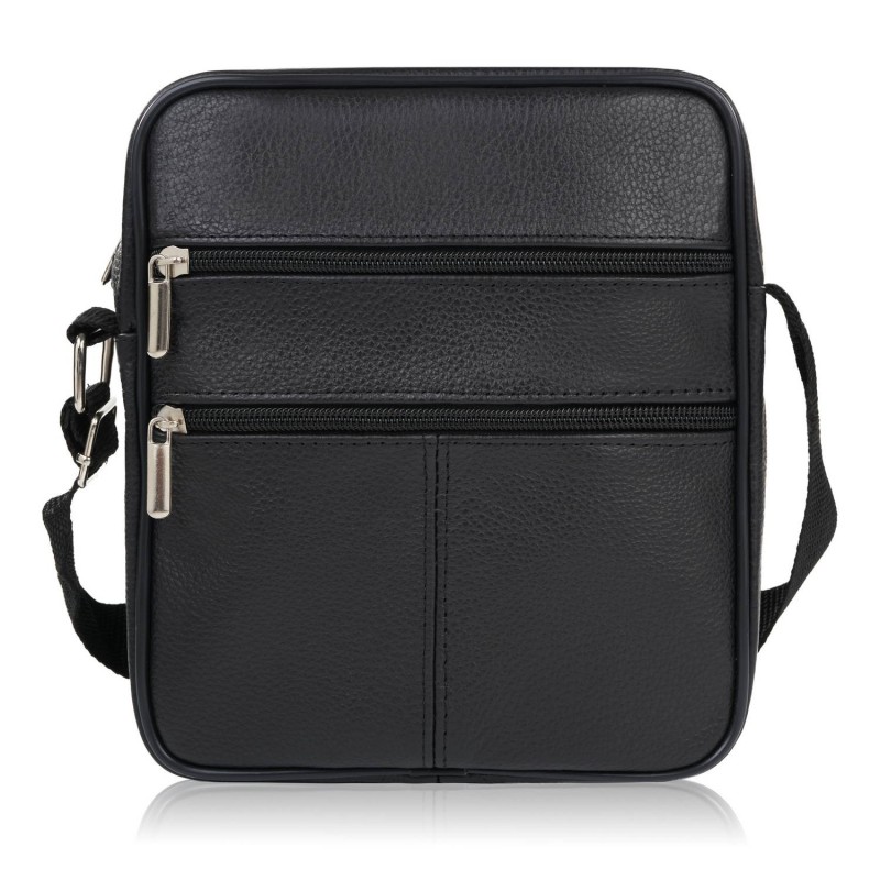 Abruzzo Pánská kožená taška přes rameno, messenger bag; černá