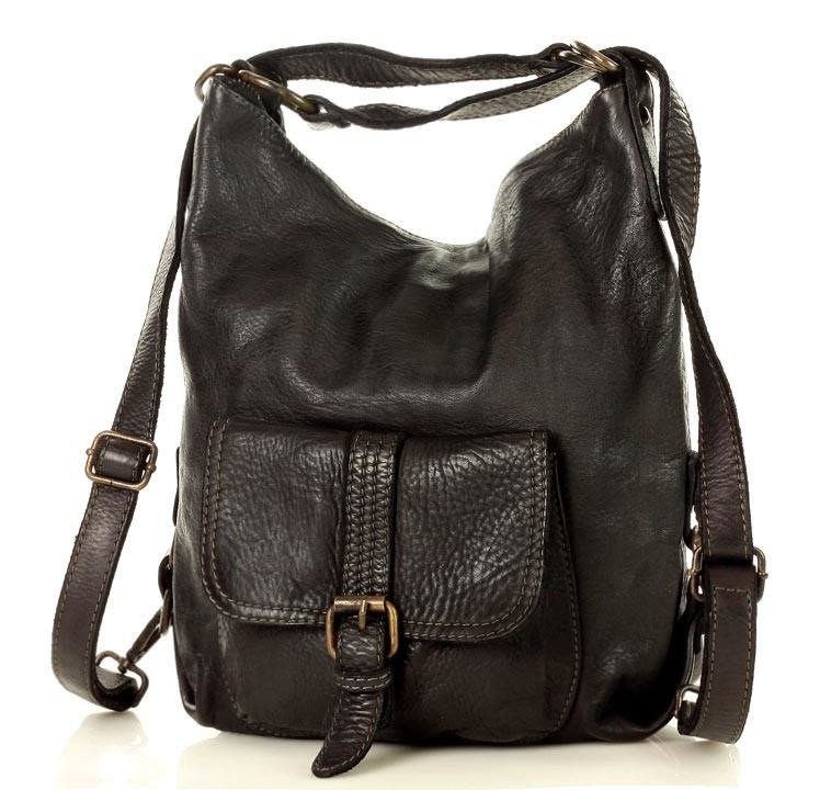 Marco Mazzini handmade Italská kožená kabelka i batoh MAZZINI; černá