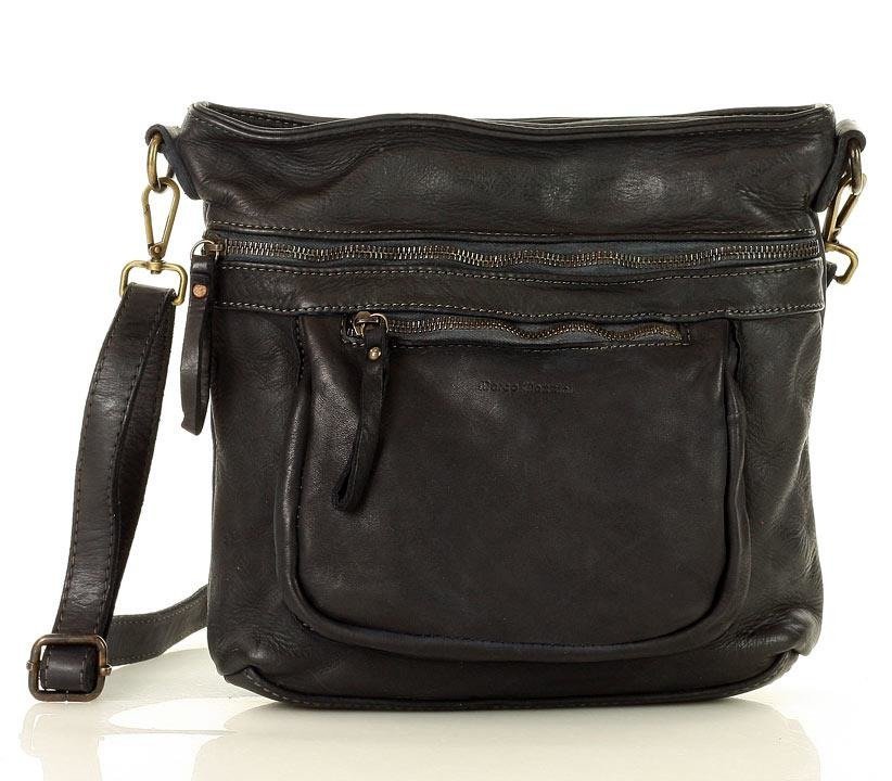 Marco Mazzini handmade Italské crossbody MAZZINI z pravé hověziny vintage vzhled; černá