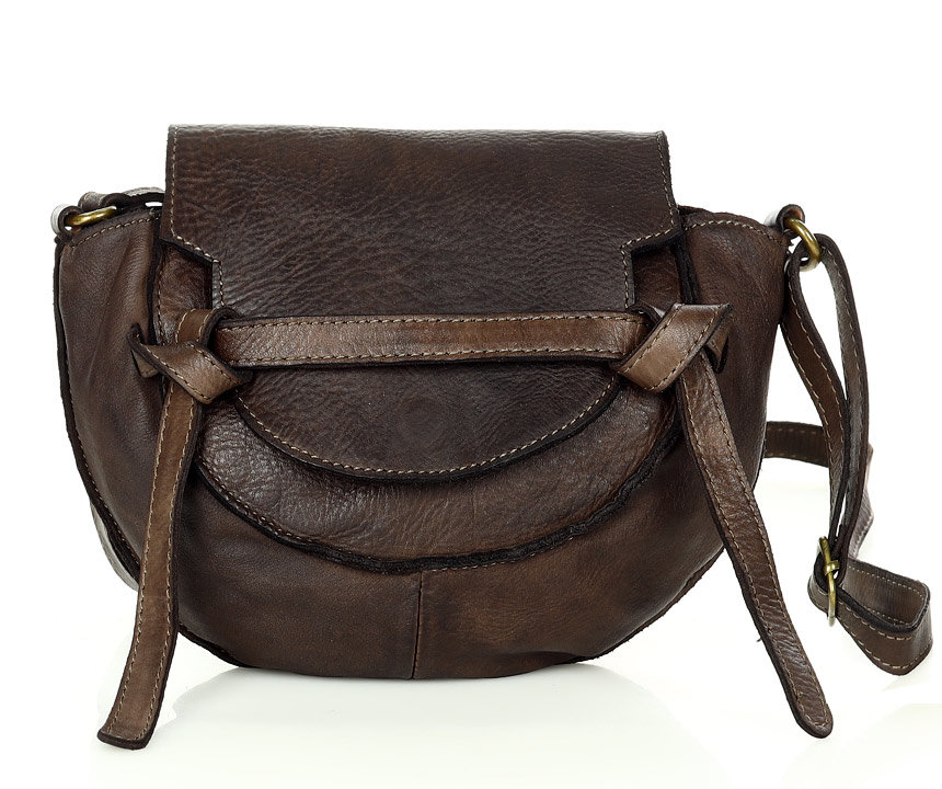 Marco Mazzini handmade Crossbody z pravé kůže Vintage styl Mazzini; hnědá káva