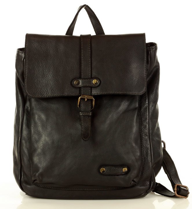 Marco Mazzini handmade Městský kožený batoh v retro stylu MAZZINI; černá