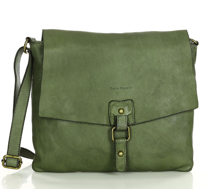 Marco Mazzini handmade Městská kožená kabelka MARCO MAZZINI vintage; zelená