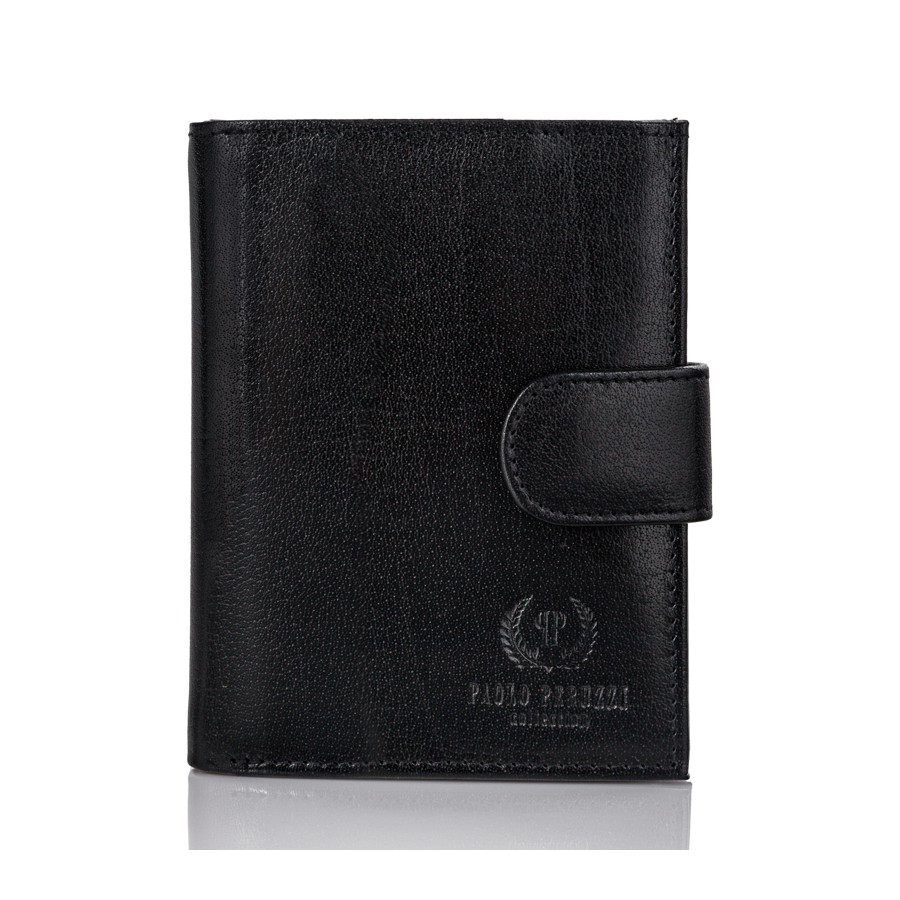 Vertikální peněženka PAOLO PERUZZI ochrana RFID z hovězí kůže; černá