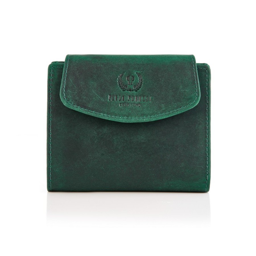 Dámská rozkládací kožená peněženka PAOLO PERUZZI; zelená
