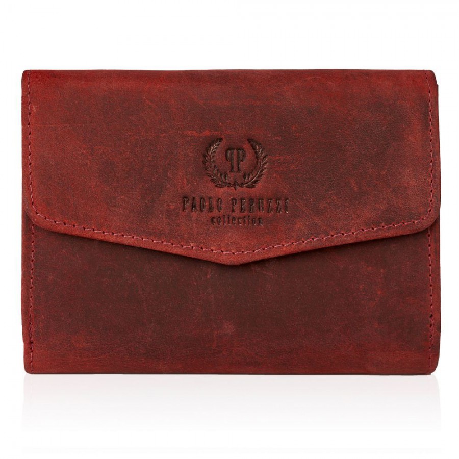Dámská skládací peněženka PAOLO PERUZZI vintage; červená