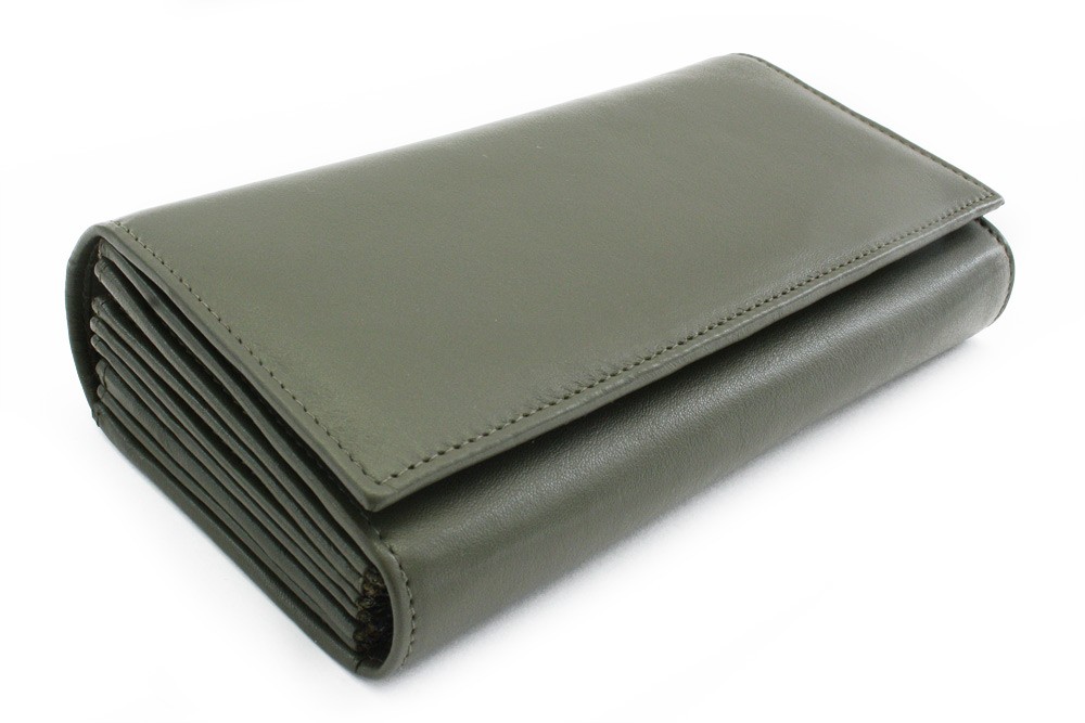 Arwel Tmavě zelená kožená číšnická peněženka s kapsami na kreditní karty; tmavě zelená