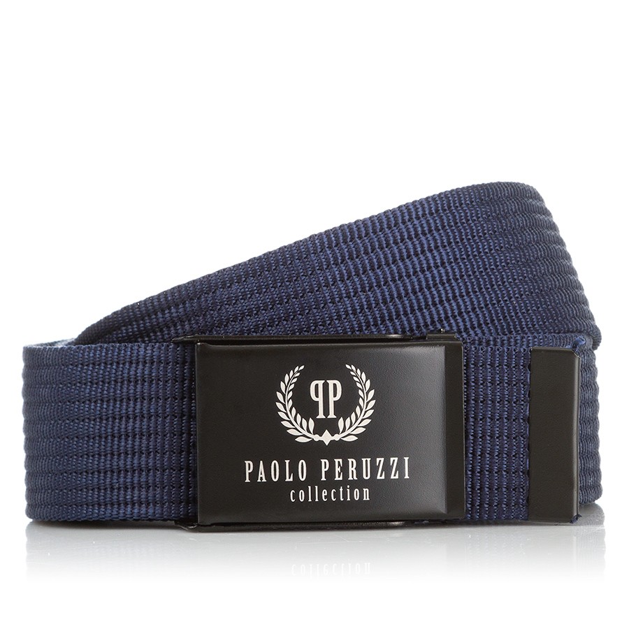 Stylový pánský textilní pásek PAOLO PERUZZI; modrá