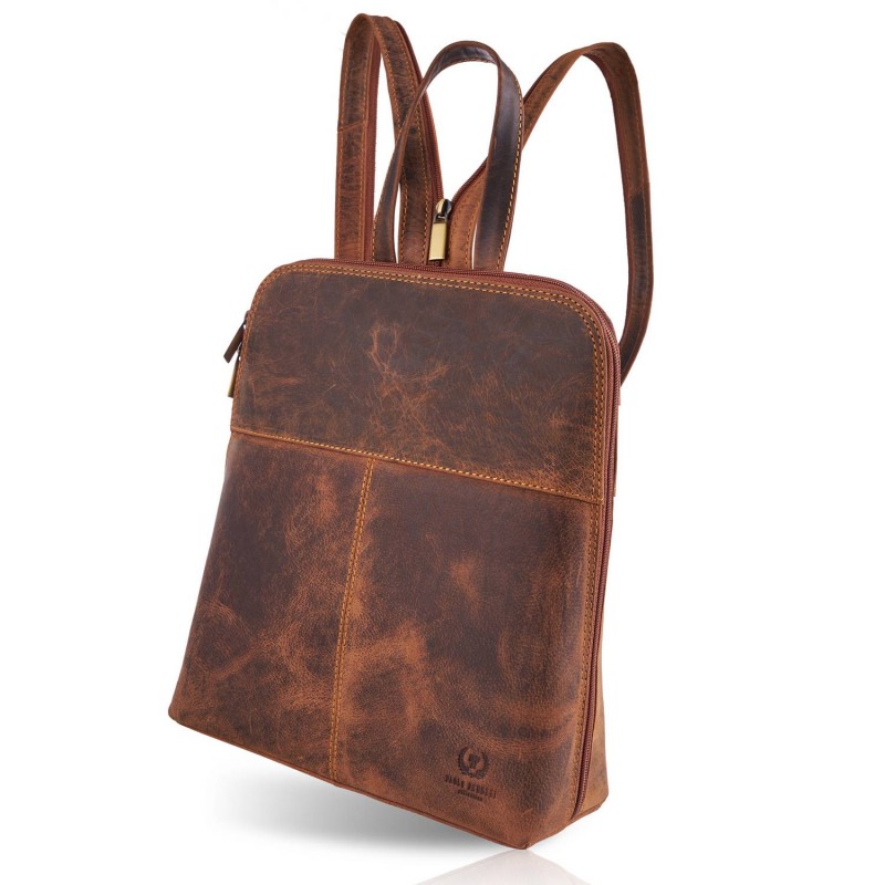 Paolo Peruzzi Dámský kožený batoh z přírodní kůže PERUZZI; hnědá vintage