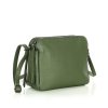 Kožené italské crossbody MAZZINI dvě komory; vojenská zelená
