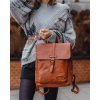 Městský kožený batoh v retro stylu MAZZINI; velbloud