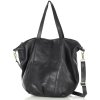 Dámská kožená shopper taška s kapsami MAZZINI; černá