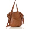 Dámská kožená shopper taška s kapsami MAZZINI; velbloud