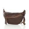 Velká ledvinková kabelka do pasu kůže MAZZINI; čokoláda