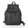 Dámský městský kožený batoh proplétaný MAZZINI; černá