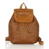 Dámský městský kožený batoh proplétaný MAZZINI; koňak