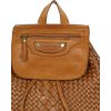 Dámský městský kožený batoh proplétaný MAZZINI; koňak