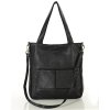 Dámská shopper taška A4 přírodní kůže s kapsami MAZZINI; černá