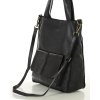 Dámská shopper taška A4 přírodní kůže s kapsami MAZZINI; černá