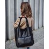 Dámská shopper taška A4 přírodní kůže s kapsami MAZZINI; černá