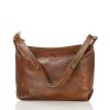 Luxusní kožená kabelka s dlouhým popruhem MAZZINI; hnědá