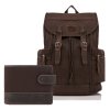 Dárková sada: Pánský batoh a vertikální peněženka v jedné soupravě; hnědá