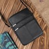 Pánská kožená crossbody taška přes rameno větší; černá