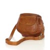 Půlkruhová kožená messenger taška MARCO MAZZINI; velbloud