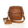 Půlkruhová kožená messenger taška MARCO MAZZINI; velbloud