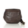 Půlkruhová kožená messenger taška MARCO MAZZINI; tmavě hnědá