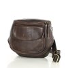 Půlkruhová kožená messenger taška MARCO MAZZINI; tmavě hnědá