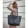 Velká kožená shopper taška s dvojitými uchy MAZZINI; černá