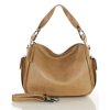 Luxusní taška přes rameno z kůže MAZZINI; béžová