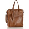 Prémiová luxusní kožená shopper taška MAZZINI; velbloud