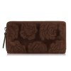 Dámská kožená vintage peněženka s květinami RFID Paolo Peruzzi; tmavě hnědá