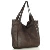 Městská nákupní taška MAZZINI ručně vyrobená z pravé kůže; hnědá