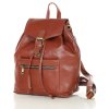 Dámský batoh s kapsou, pravá kůže MARCO MAZZINI; hnědá