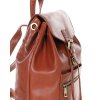 Dámský batoh s kapsou, pravá kůže MARCO MAZZINI; hnědá