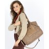 Originální dámská protkaná kožená shopper taška MAZZINI; béžová