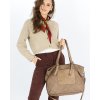 Originální dámská protkaná kožená shopper taška MAZZINI; béžová