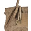 Originální dámská protkaná kožená shopper taška MAZZINI; béžová