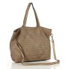 Originální dámská protkaná kožená shopper taška MAZZINI; béžová