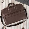 Pánská kožená taška na notebook formátu A4 na cesty Peruzzi; hnědá