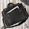 Pánská kožená taška na notebook formátu A4 na cesty Peruzzi; černá