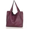 Městská nákupní taška MAZZINI ručně vyrobená z pravé kůže; vínová
