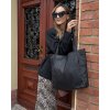 Měkká kožená shopper taška MARCO MAZZINI; černá